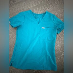 Teal V-Neck Scrub Top XS